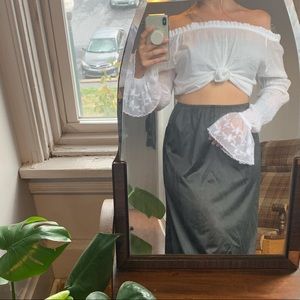 Boho Off the Shoulder Lacy Cuffs Blouse